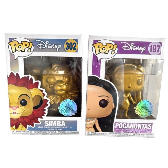 Funko Pop! Disney LOT 2 -The Lion King Simba #302 & Pocahontas #197 w/Protector - Picture 1 of 6